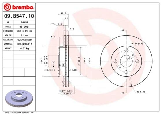 Bremžu diski BREMBO 09.B547.10 1