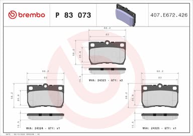 Bremžu uzliku kompl., Disku bremzes BREMBO P 83 073 1