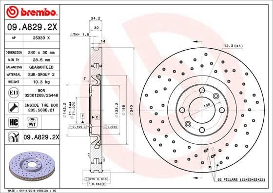 Bremžu diski BREMBO 09.A829.2X 1