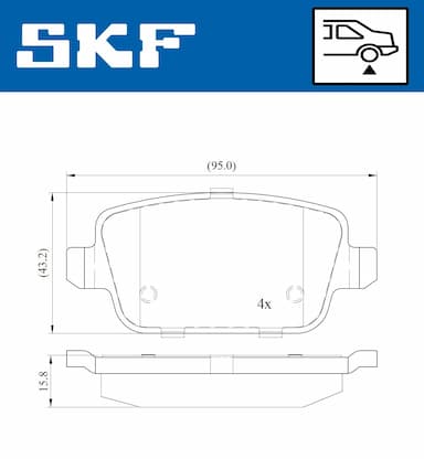 Bremžu uzliku kompl., Disku bremzes SKF VKBP 90072 2