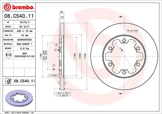 Bremžu diski BREMBO 08.C540.11 1