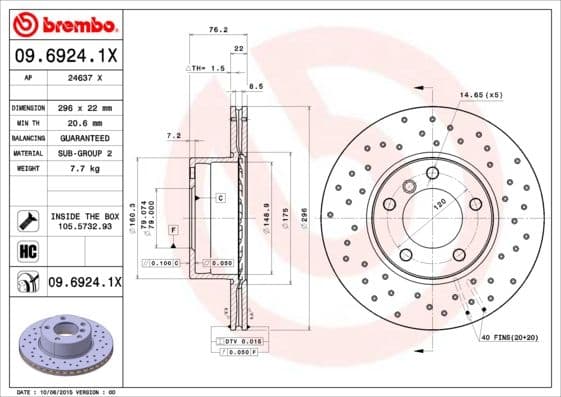 Bremžu diski BREMBO 09.6924.1X 1