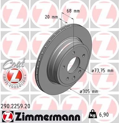 Bremžu diski ZIMMERMANN 290.2259.20 1