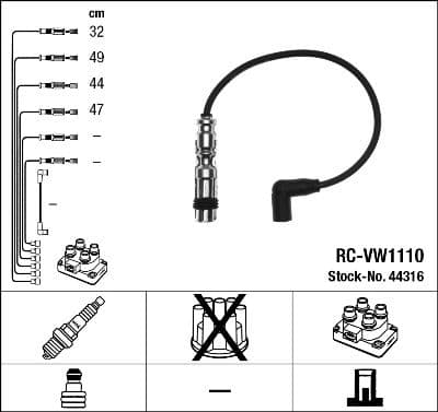 Augstsprieguma vadu komplekts NGK 44316 1