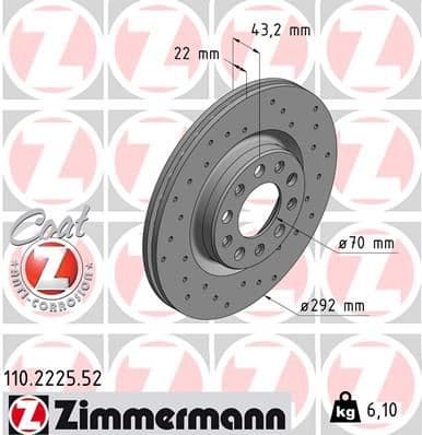 Bremžu diski ZIMMERMANN 110.2225.52 1