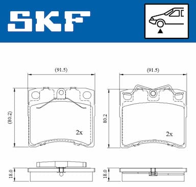 Bremžu uzliku kompl., Disku bremzes SKF VKBP 80536 2