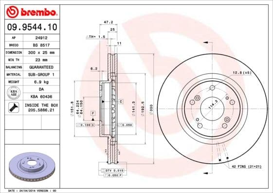 Bremžu diski BREMBO 09.9544.11 1