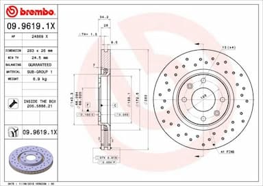 Bremžu diski BREMBO 09.9619.1X 1