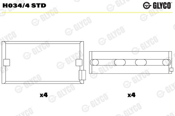 Kloķvārpstas gultnis GLYCO H034/4 STD 1