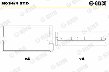 Kloķvārpstas gultnis GLYCO H034/4 STD 1