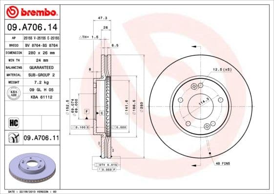 Bremžu diski BREMBO 09.A706.11 1