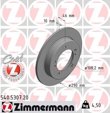 Bremžu diski ZIMMERMANN 540.5307.20 1