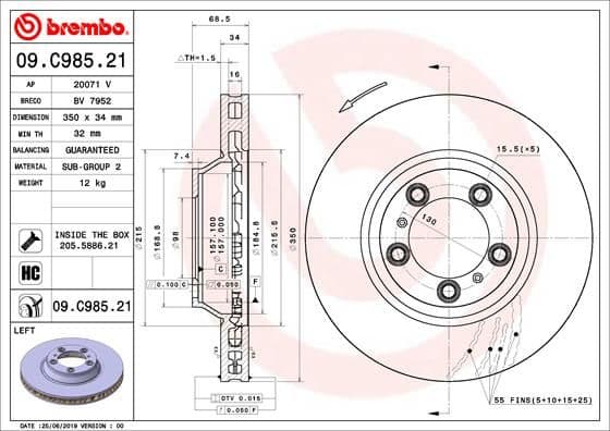 Bremžu diski BREMBO 09.C985.21 1