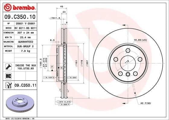 Bremžu diski BREMBO 09.C350.11 1