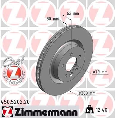 Bremžu diski ZIMMERMANN 450.5202.20 1