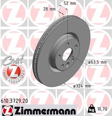 Bremžu diski ZIMMERMANN 610.3729.20 1