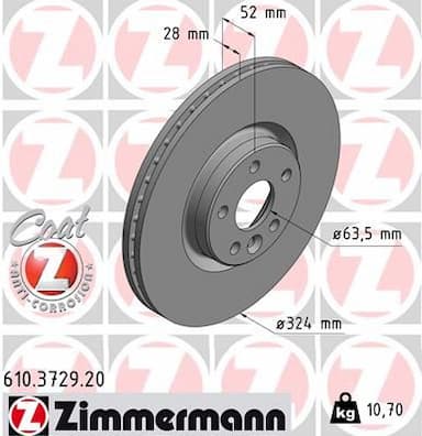 Bremžu diski ZIMMERMANN 610.3729.20 1