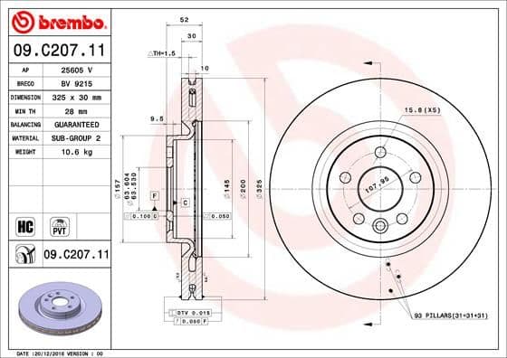 Bremžu diski BREMBO 09.C207.11 1