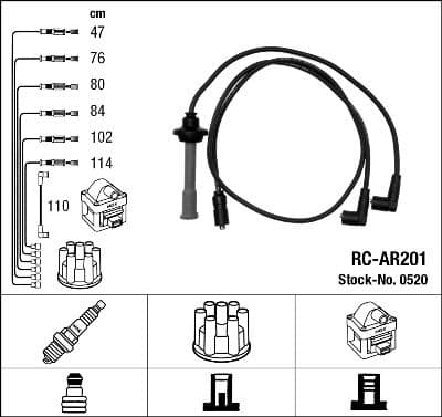 Augstsprieguma vadu komplekts NGK 0520 1