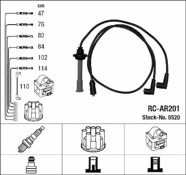 Augstsprieguma vadu komplekts NGK 0520 1