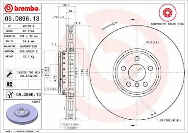 Bremžu diski BREMBO 09.D896.13 1