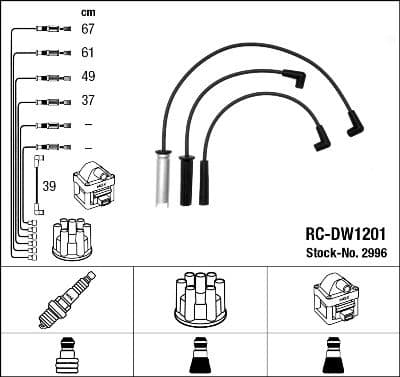 Augstsprieguma vadu komplekts NGK 2996 1