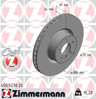 Bremžu diski ZIMMERMANN 450.5230.20 1