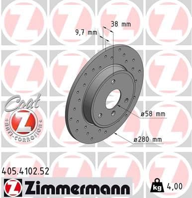 Bremžu diski ZIMMERMANN 405.4102.52 1