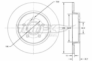 Bremžu diski TOMEX Brakes TX 71-94 1