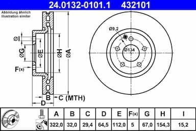 Bremžu diski ATE 24.0132-0101.1 1