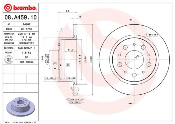 Bremžu diski BREMBO 08.A459.10 1