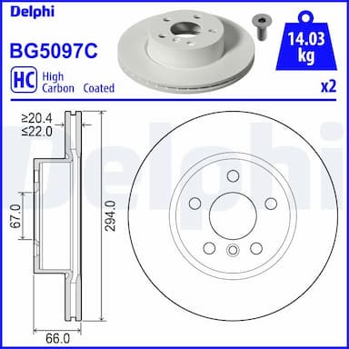 Bremžu diski DELPHI BG5097C 1