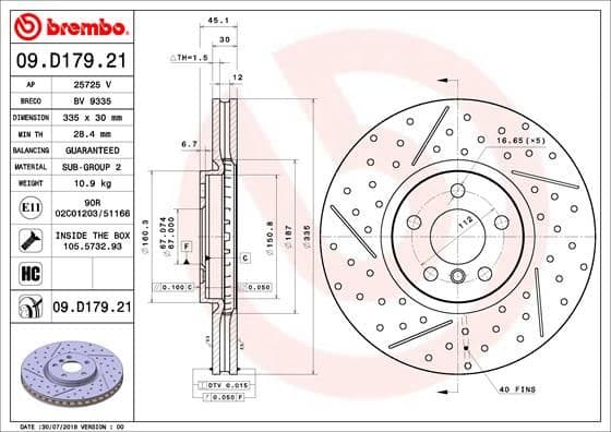 Bremžu diski BREMBO 09.D179.21 1