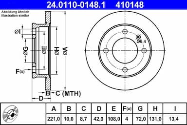 Bremžu diski ATE 24.0110-0148.1 1