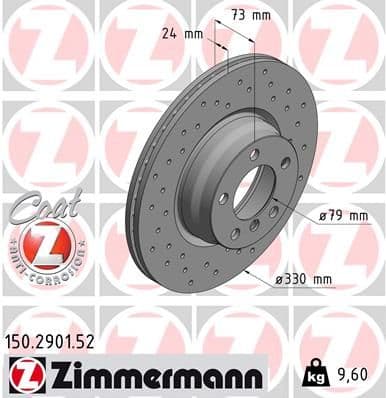 Bremžu diski ZIMMERMANN 150.2901.52 1