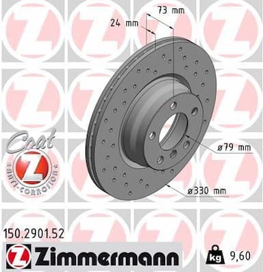 Bremžu diski ZIMMERMANN 150.2901.52 1