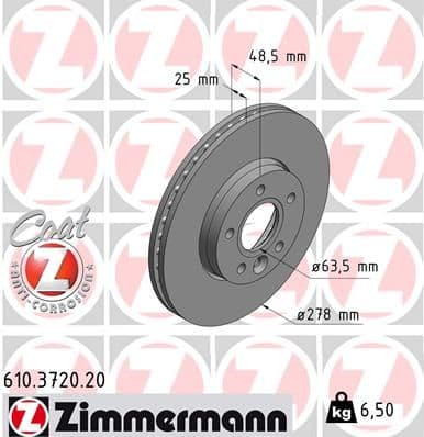 Bremžu diski ZIMMERMANN 610.3720.20 1