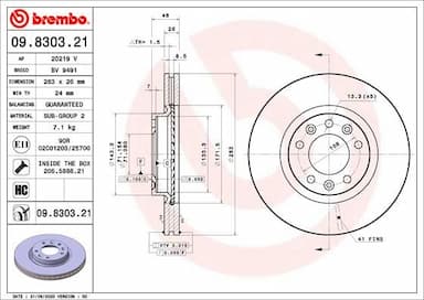 Bremžu diski BREMBO 09.8303.21 1