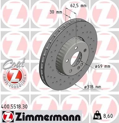 Bremžu diski ZIMMERMANN 400.5518.30 1