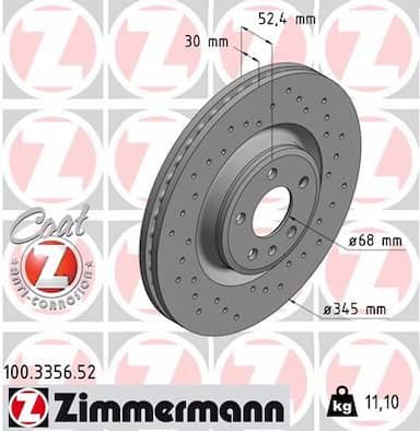 Bremžu diski ZIMMERMANN 100.3356.52 1