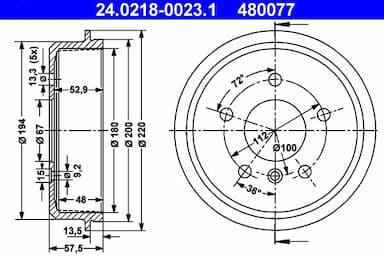 Bremžu trumulis ATE 24.0218-0023.1 1