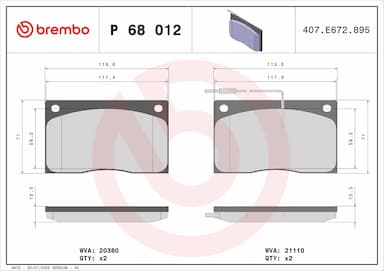 Bremžu uzliku kompl., Disku bremzes BREMBO P 68 012 1