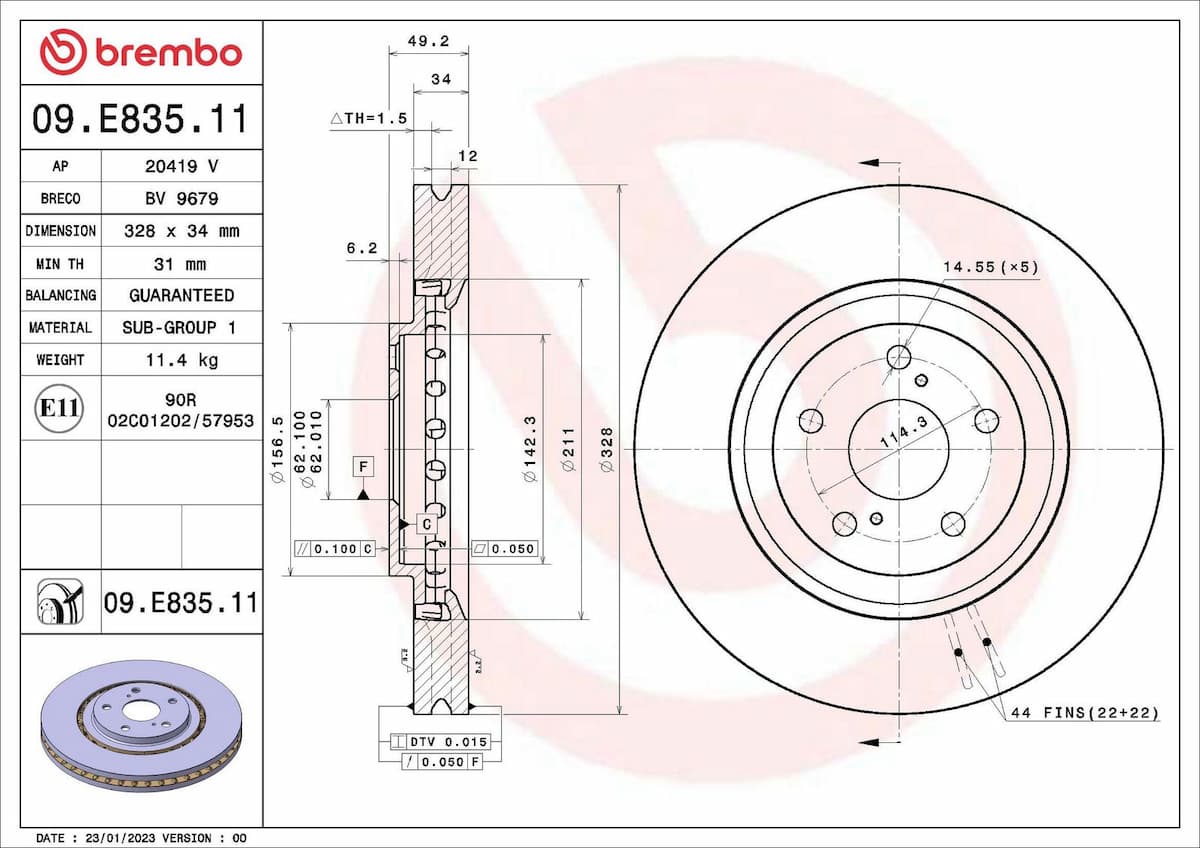 Bremžu diski BREMBO 09.E835.11 1