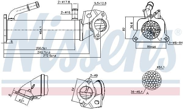 Radiators, Izplūdes gāzu recirkulācija NISSENS 989322 1