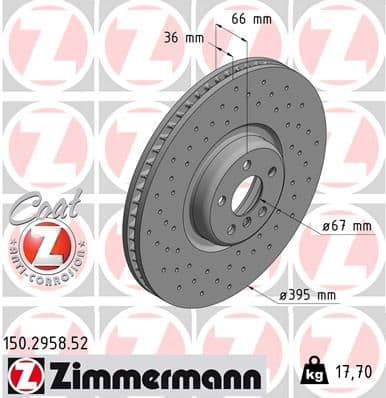 Bremžu diski ZIMMERMANN 150.2958.52 1