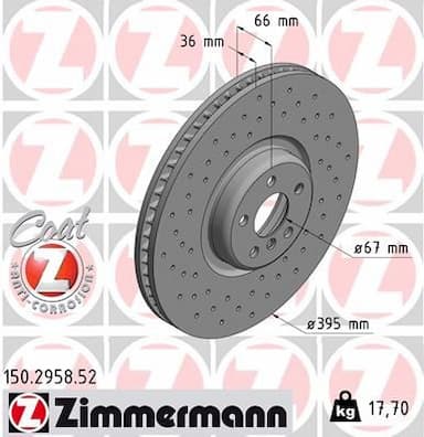 Bremžu diski ZIMMERMANN 150.2958.52 1