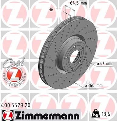 Bremžu diski ZIMMERMANN 400.5529.20 1