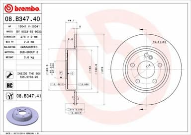 Bremžu diski BREMBO 08.B347.41 1