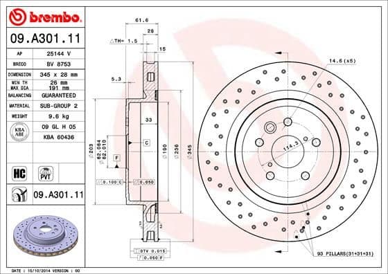 Bremžu diski BREMBO 09.A301.11 1