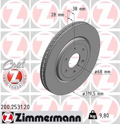 Bremžu diski ZIMMERMANN 200.2531.20 1